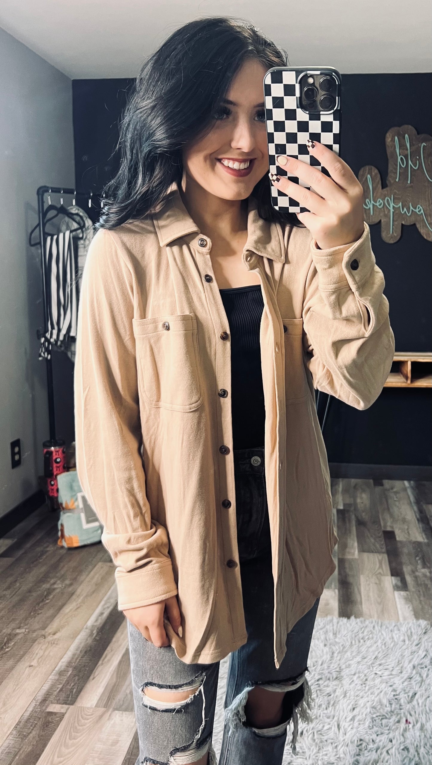 Tan Super Soft Button Up