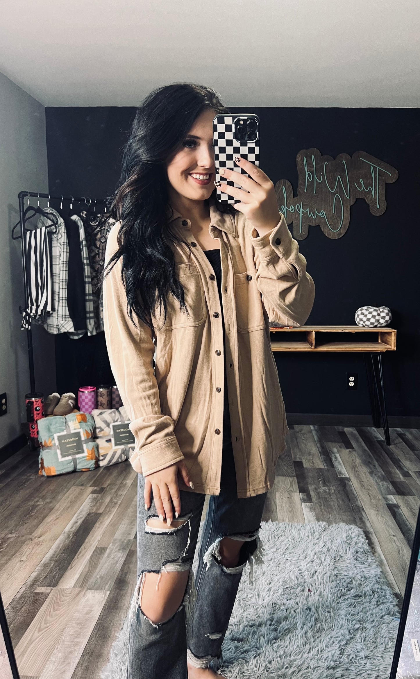 Tan Super Soft Button Up