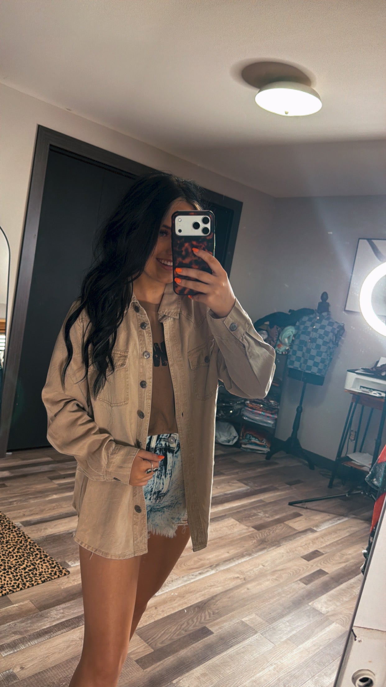 Beige Concho Button Down