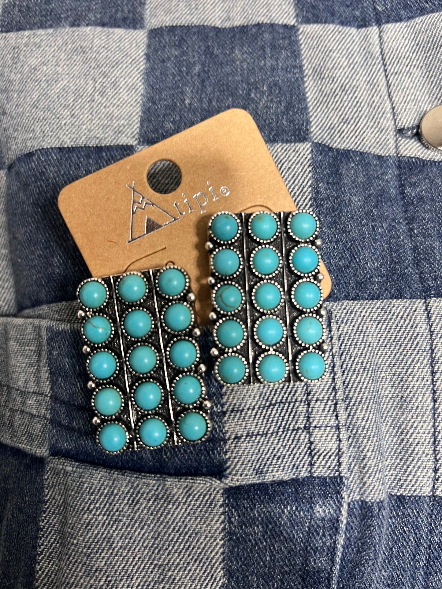 Rectangle Turquoise Earrings