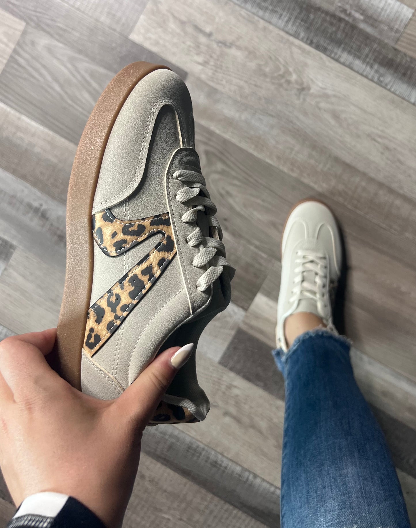 Retro Leopard Sneaker- Cream