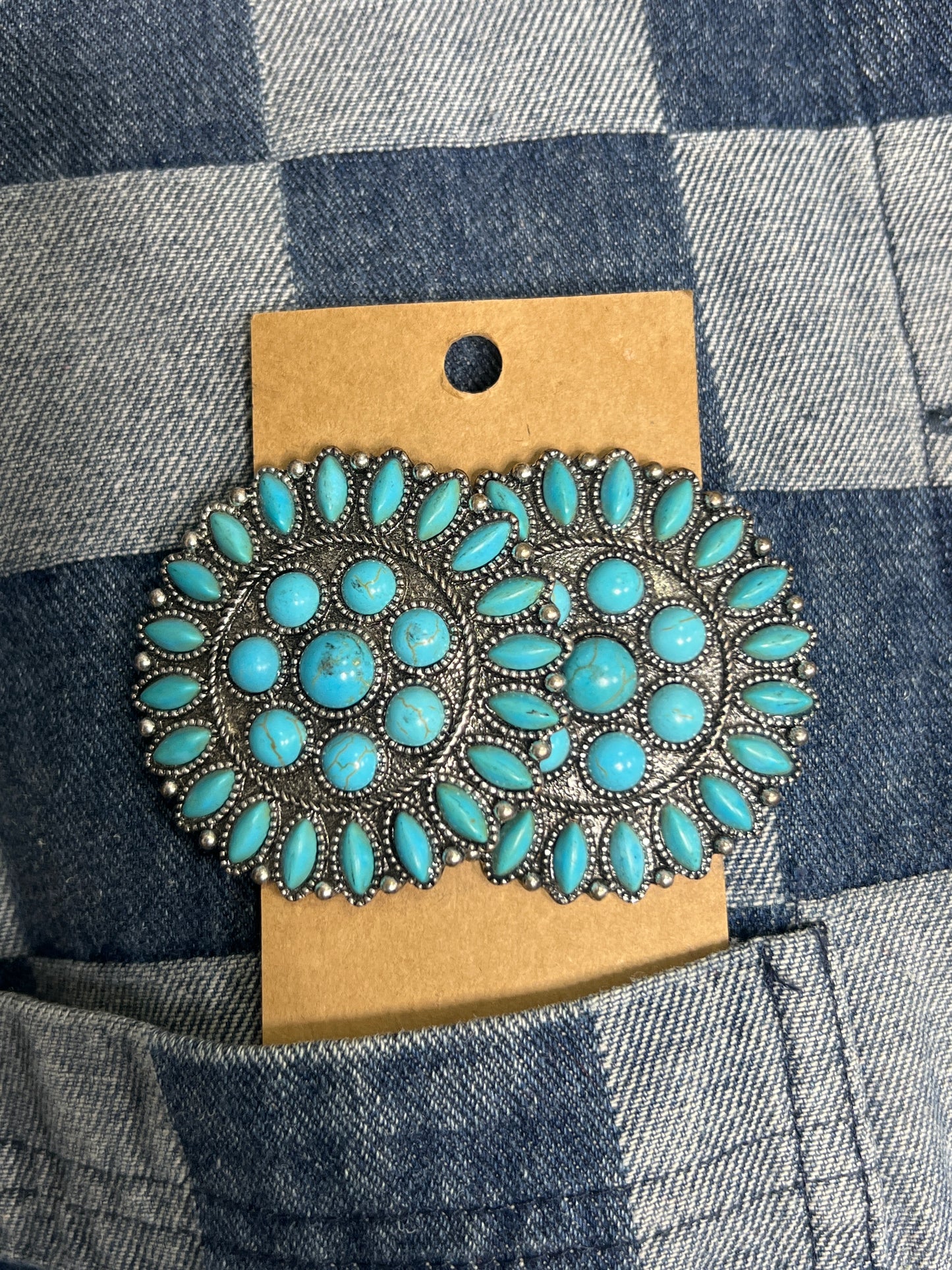 Large Round Turquoise Earrings