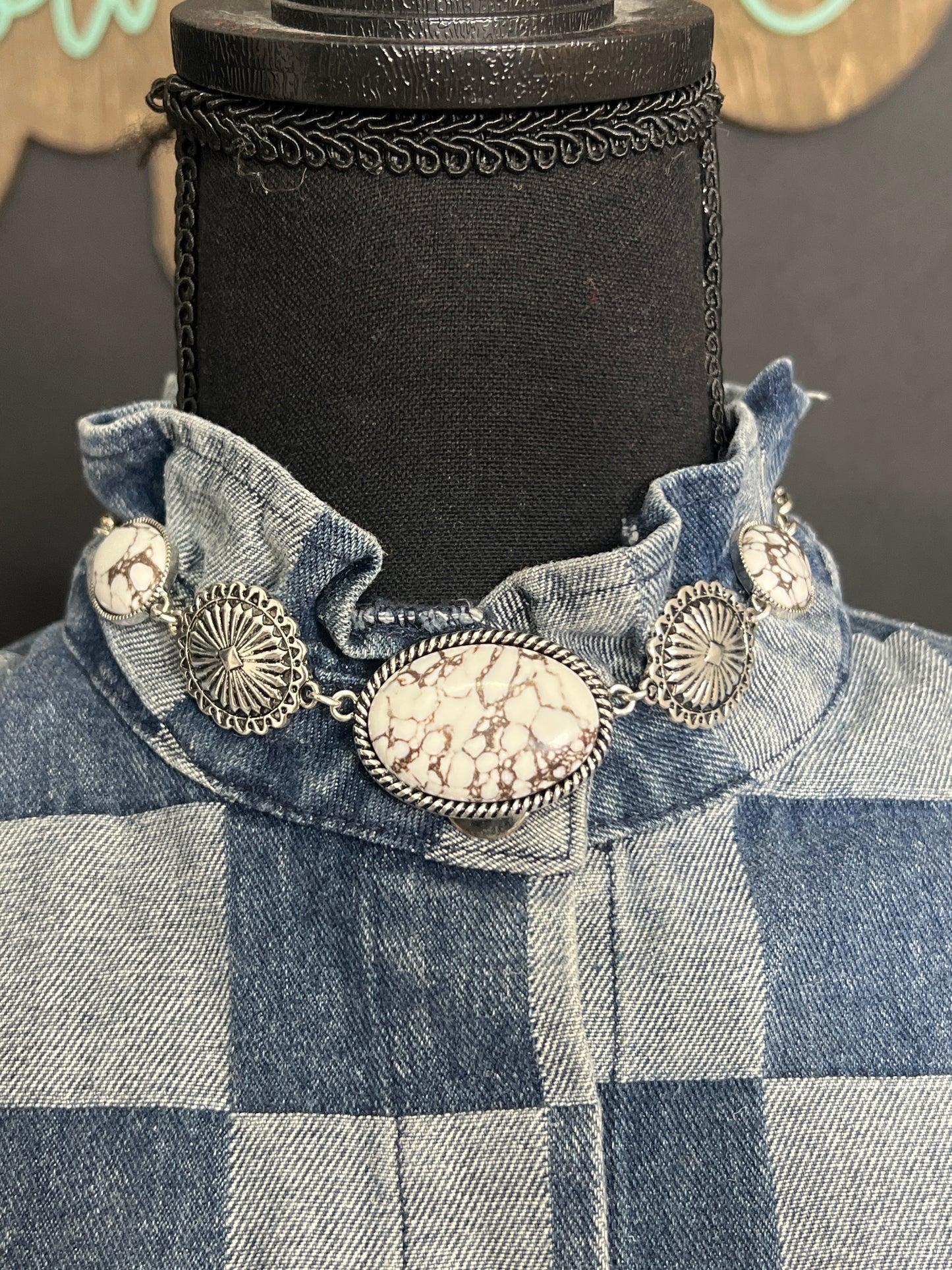 White Concho Necklace