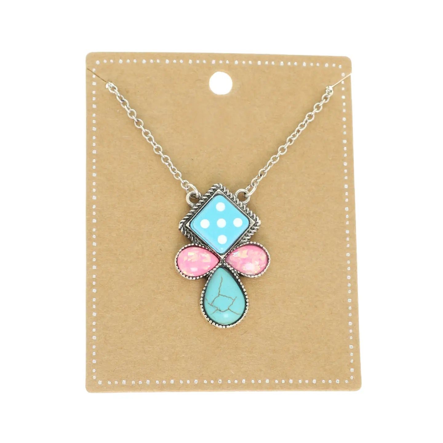 Turquoise Dice Chain Necklace