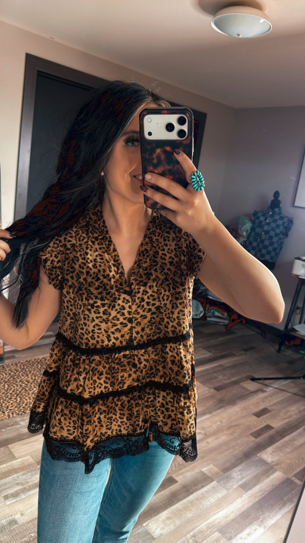 Leopard Lace Top