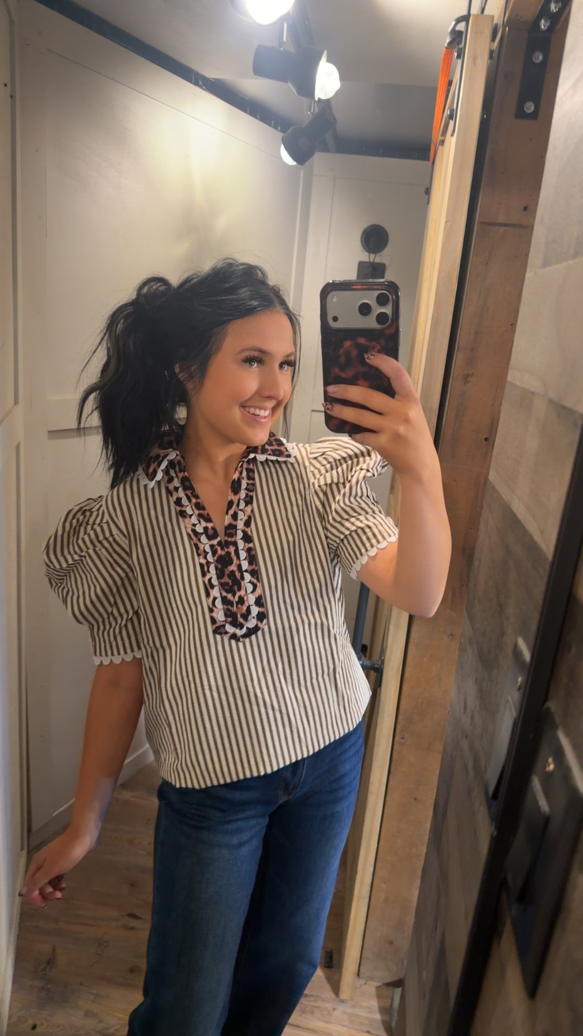 Stripe Leopard Blouse