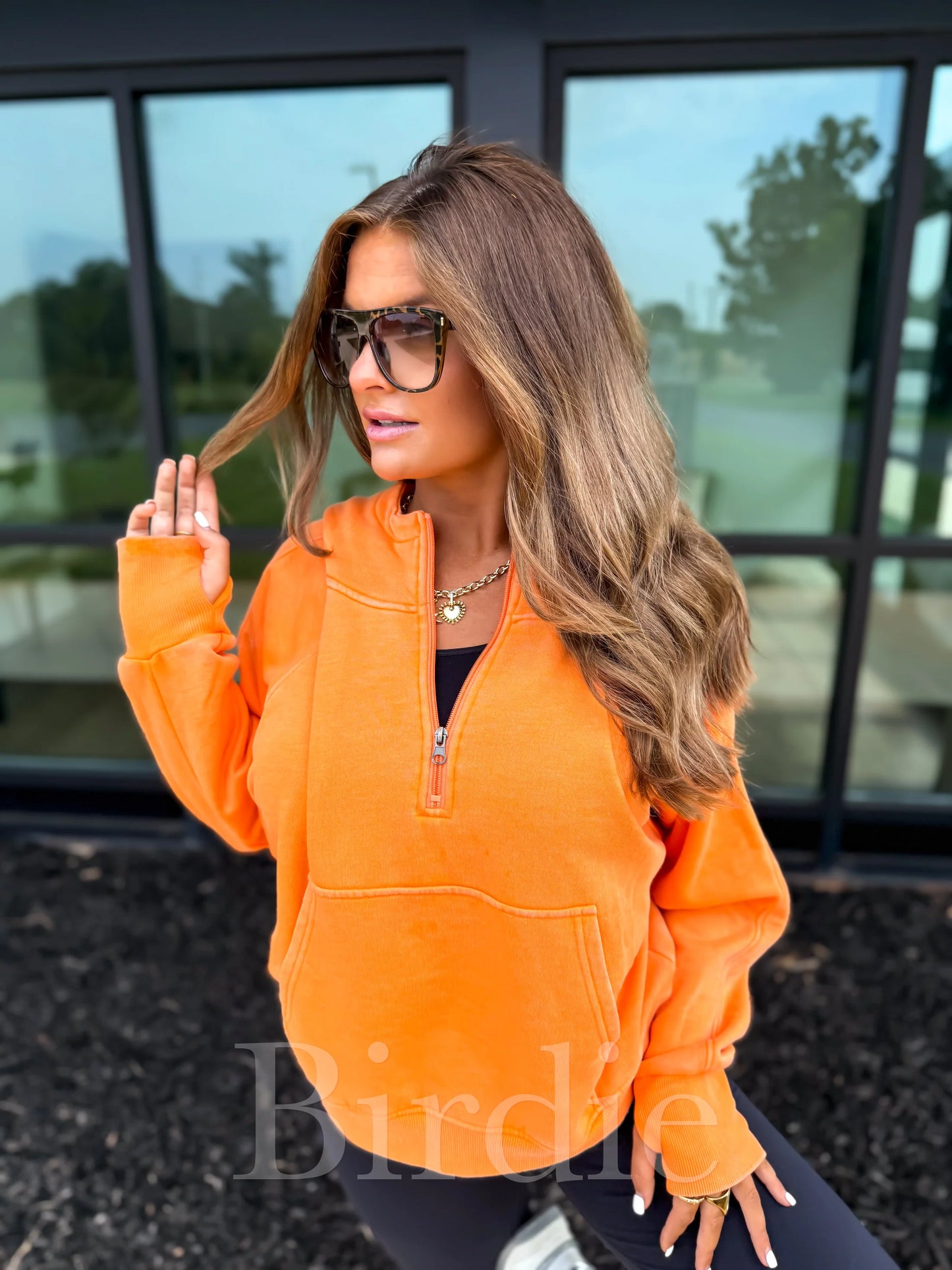 Orange Boxy Quarter Zip