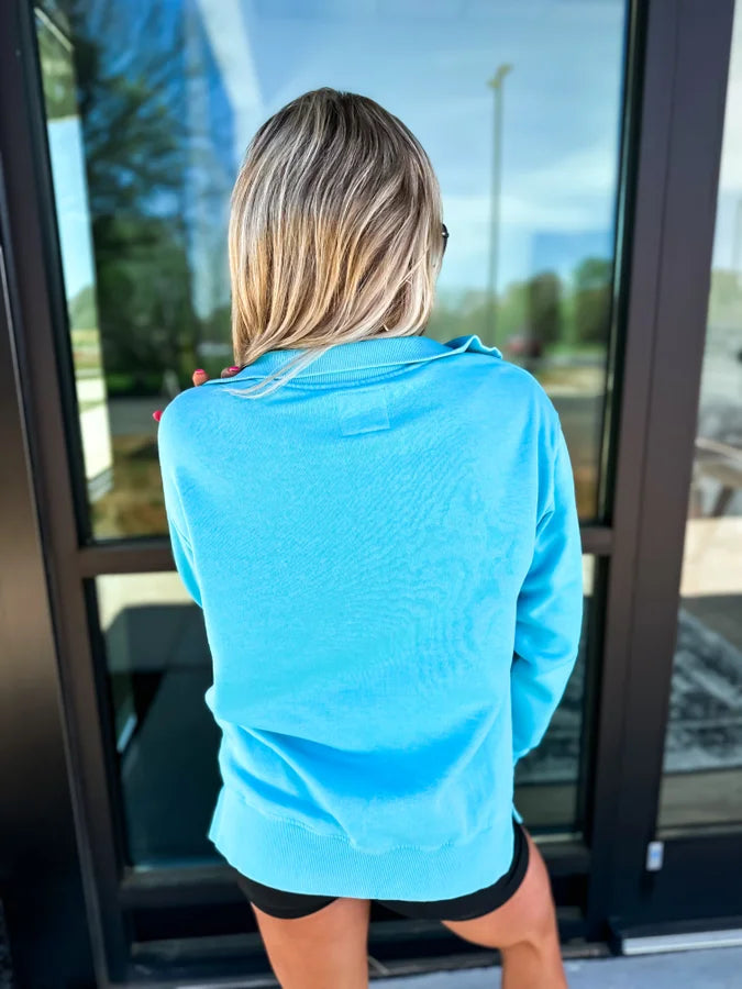 Sky Blue Ash Washed Quarter Zip