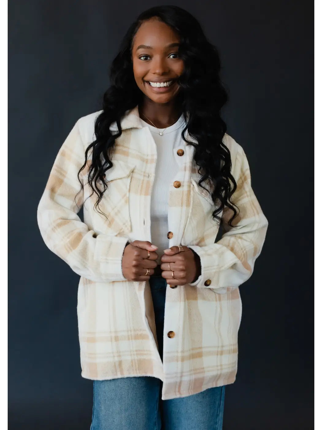 Tan & Cream Plaid Jacket