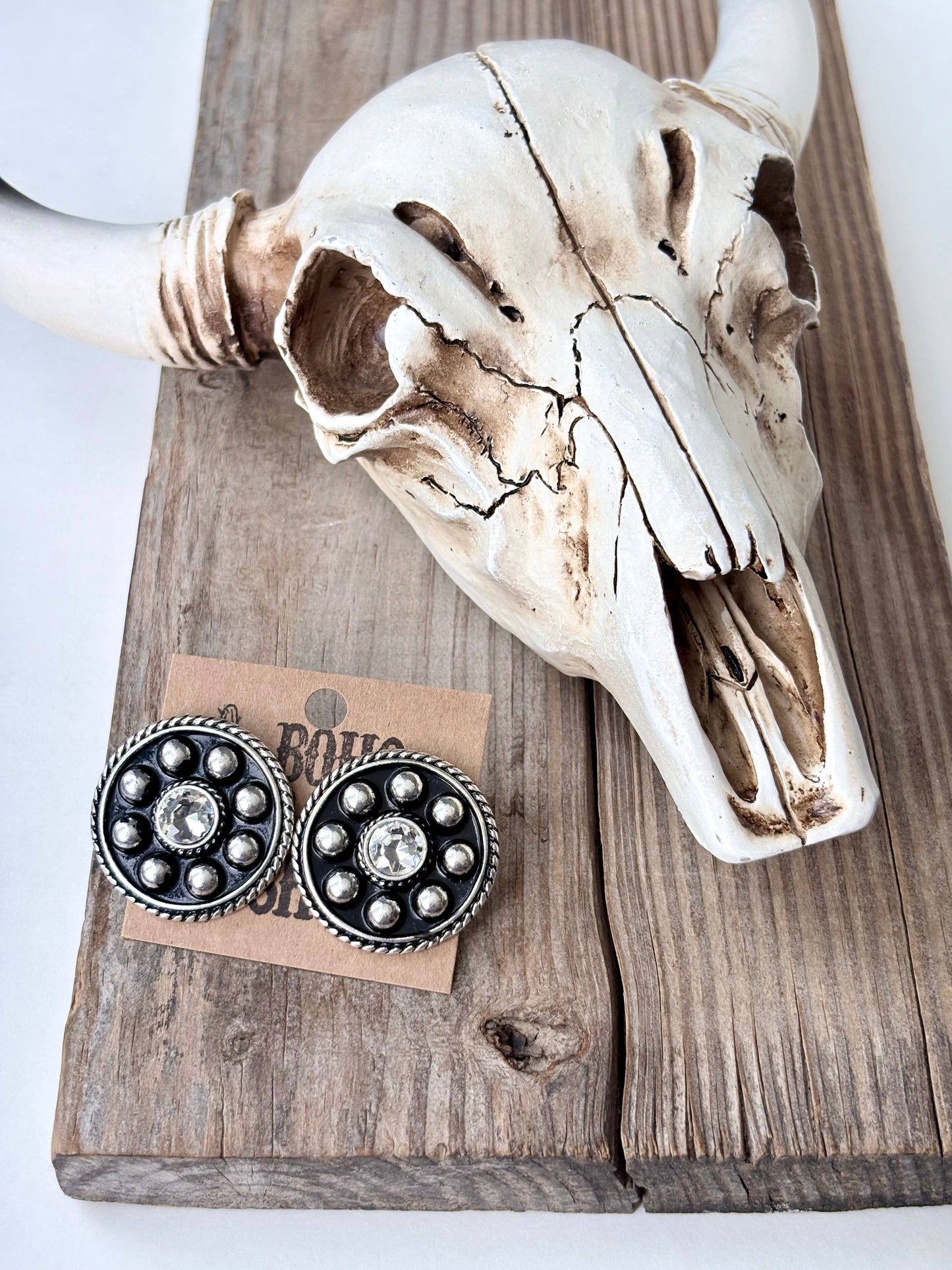 Round Rhinestone Studded Stud Earrings