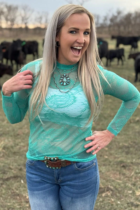Aquamarine Lace Top