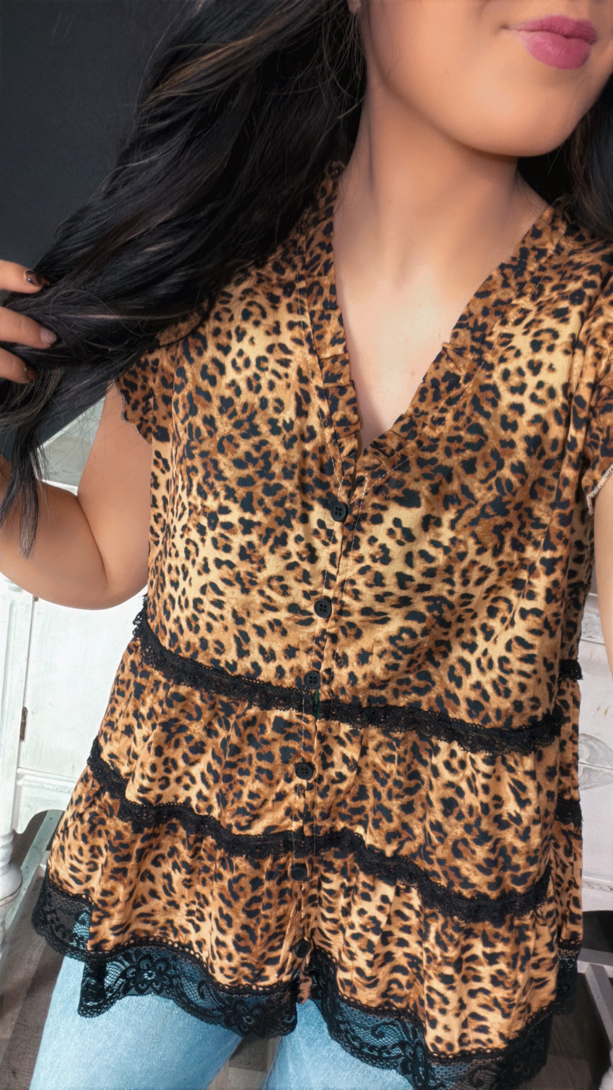 Leopard Lace Top
