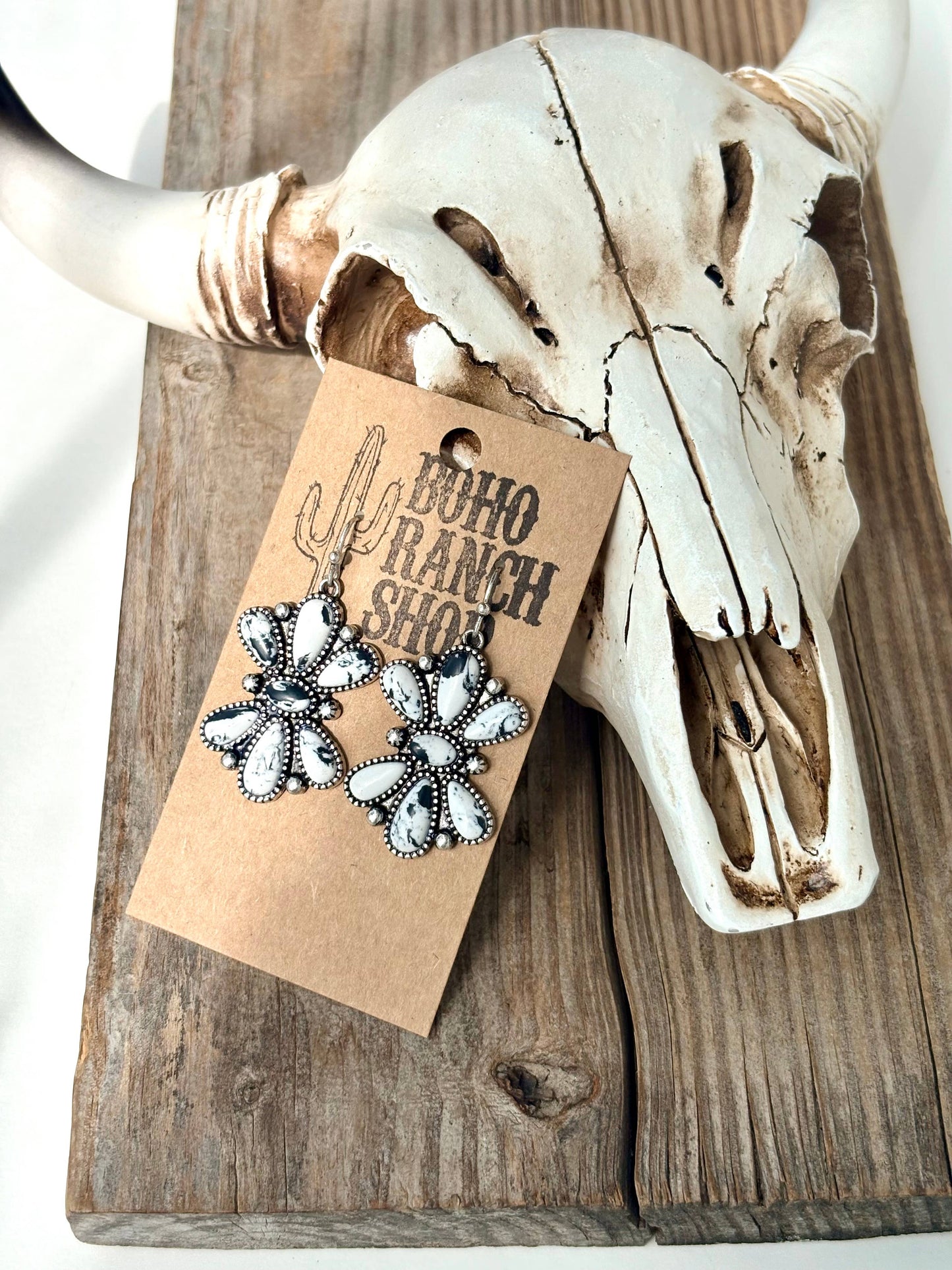 Stone Dangle Earrings: Pink