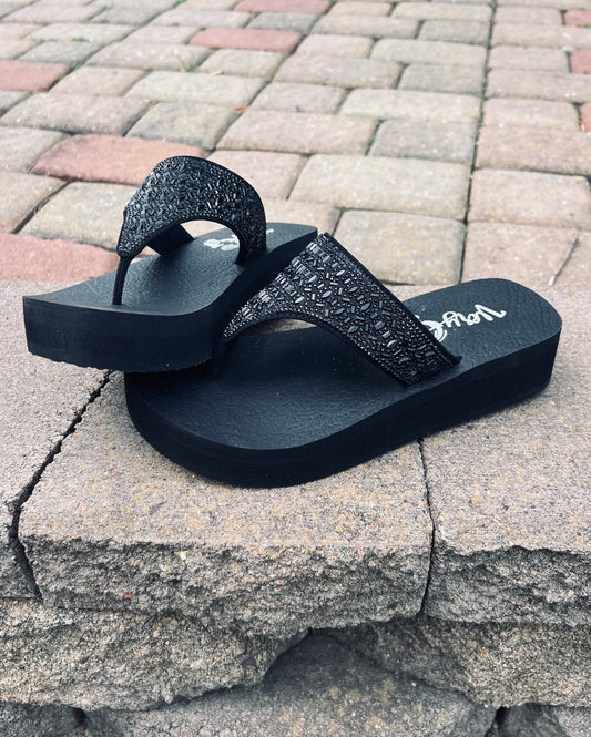 Napoli Platform Flip Flop- Black