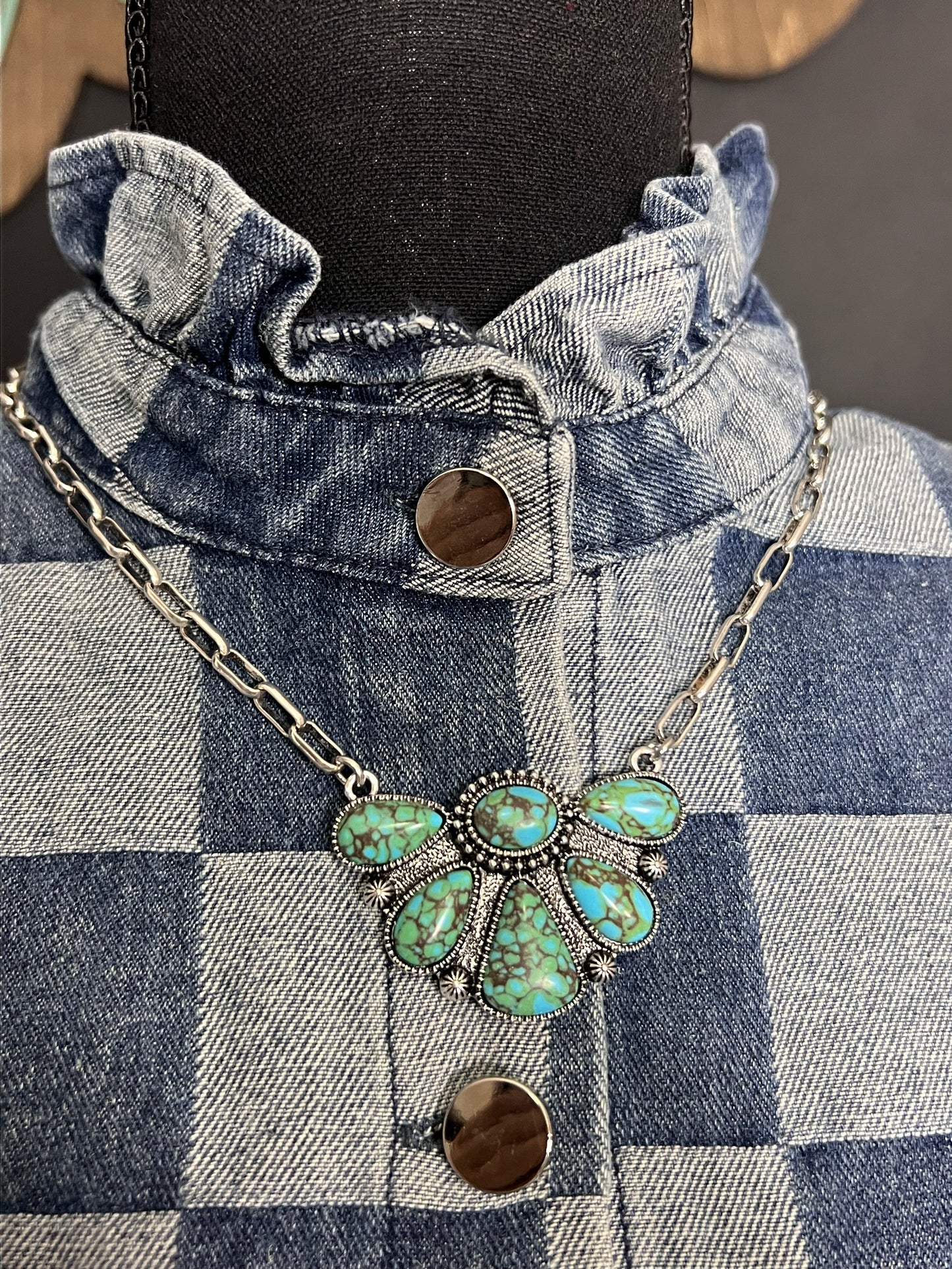 Half Cluster Turquoise Necklace