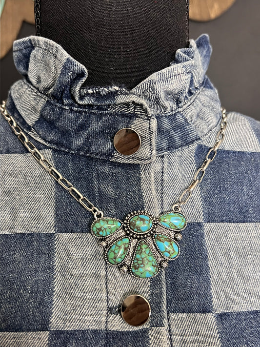 Half Cluster Turquoise Necklace