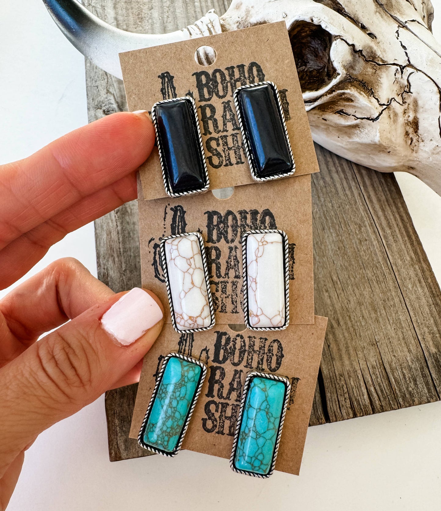Rectangle Bar Earrings: Black