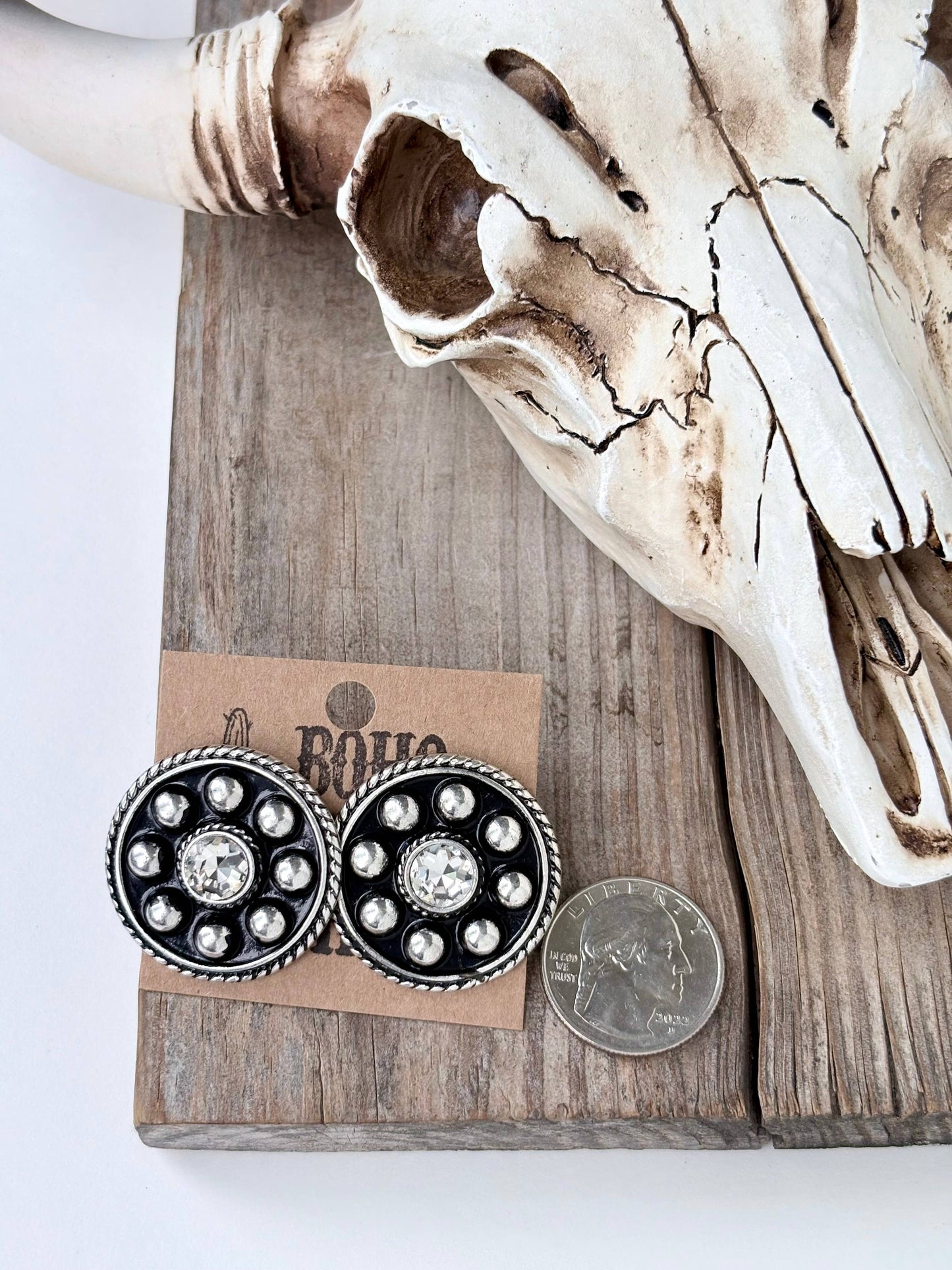 Round Rhinestone Studded Stud Earrings