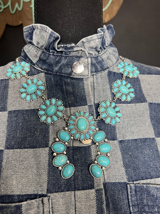 Turquoise Squash Blossom Necklace Set
