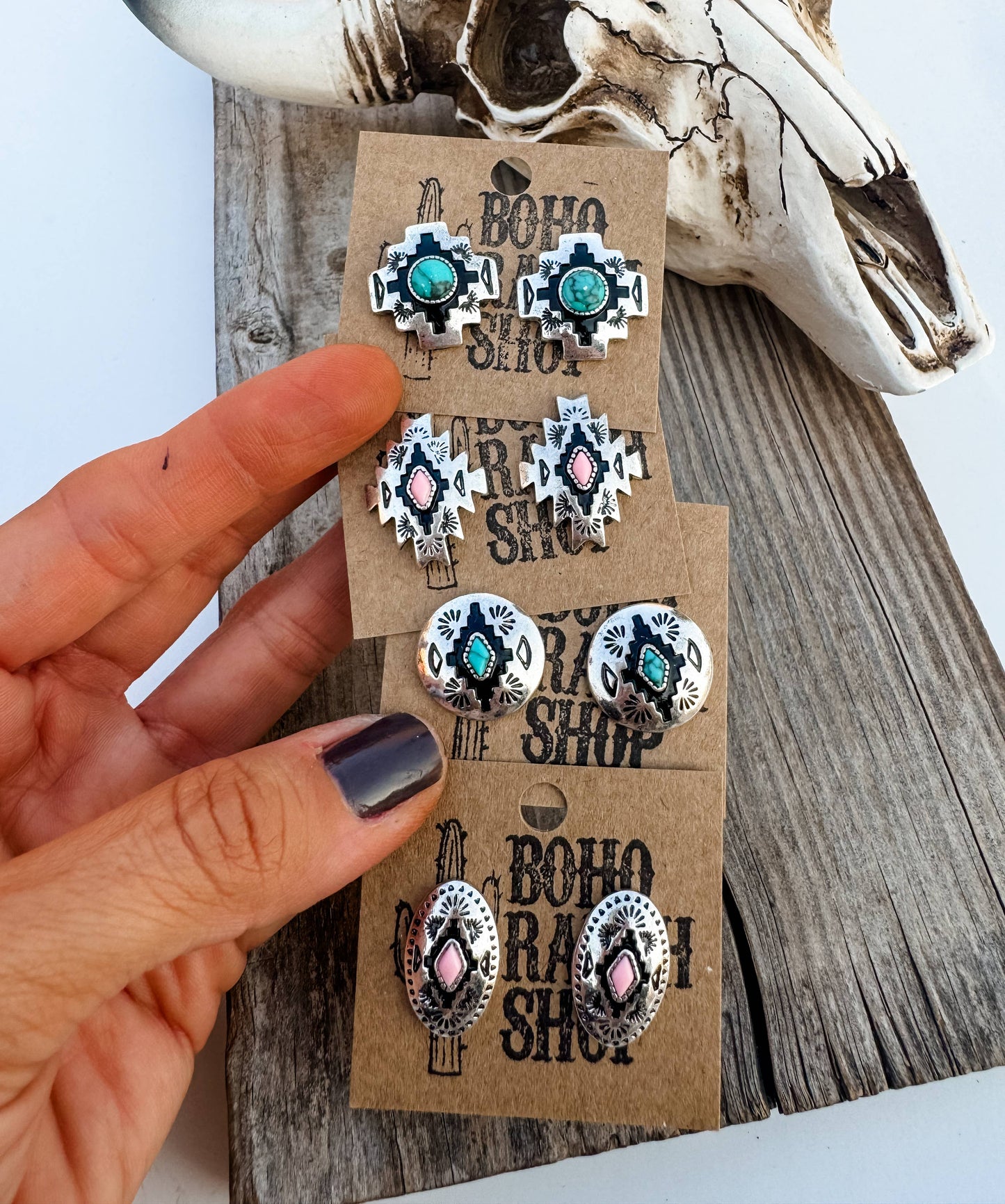 Aztec Post Earrings  STYLE 2 - BAR TURQUOISE