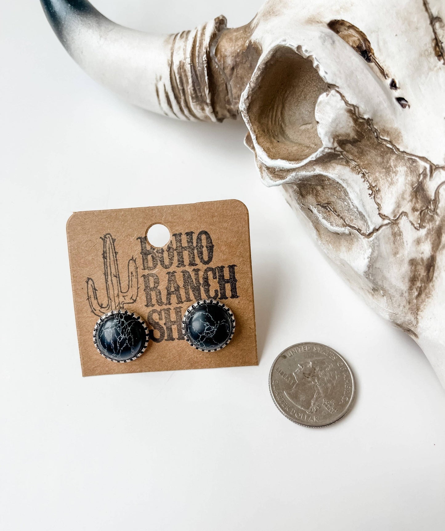 Round Stud Earrings: Turquoise