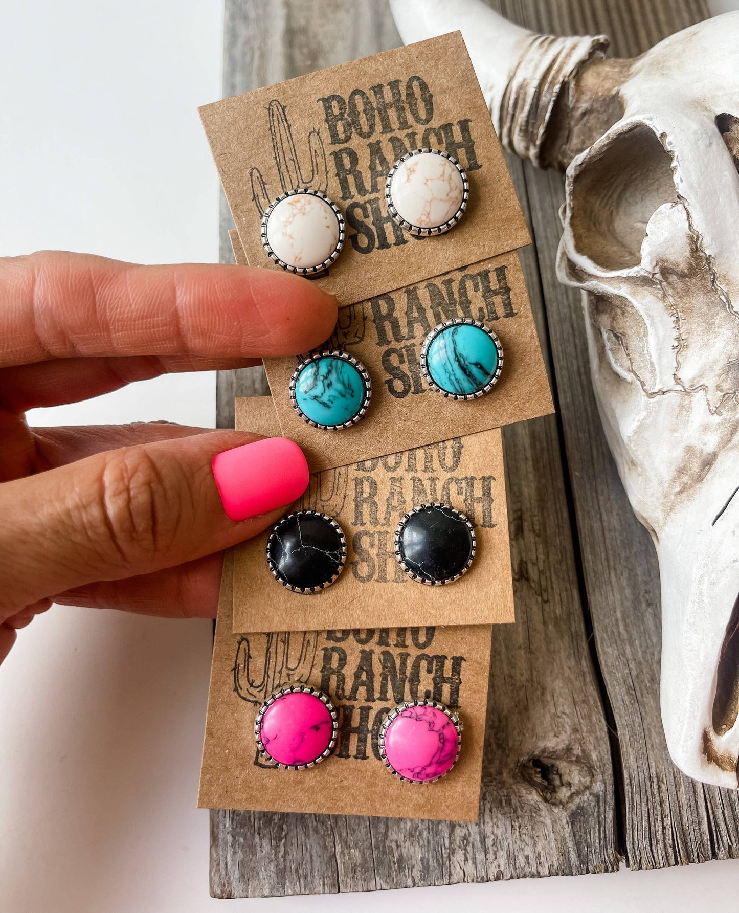Round Stud Earrings: Turquoise