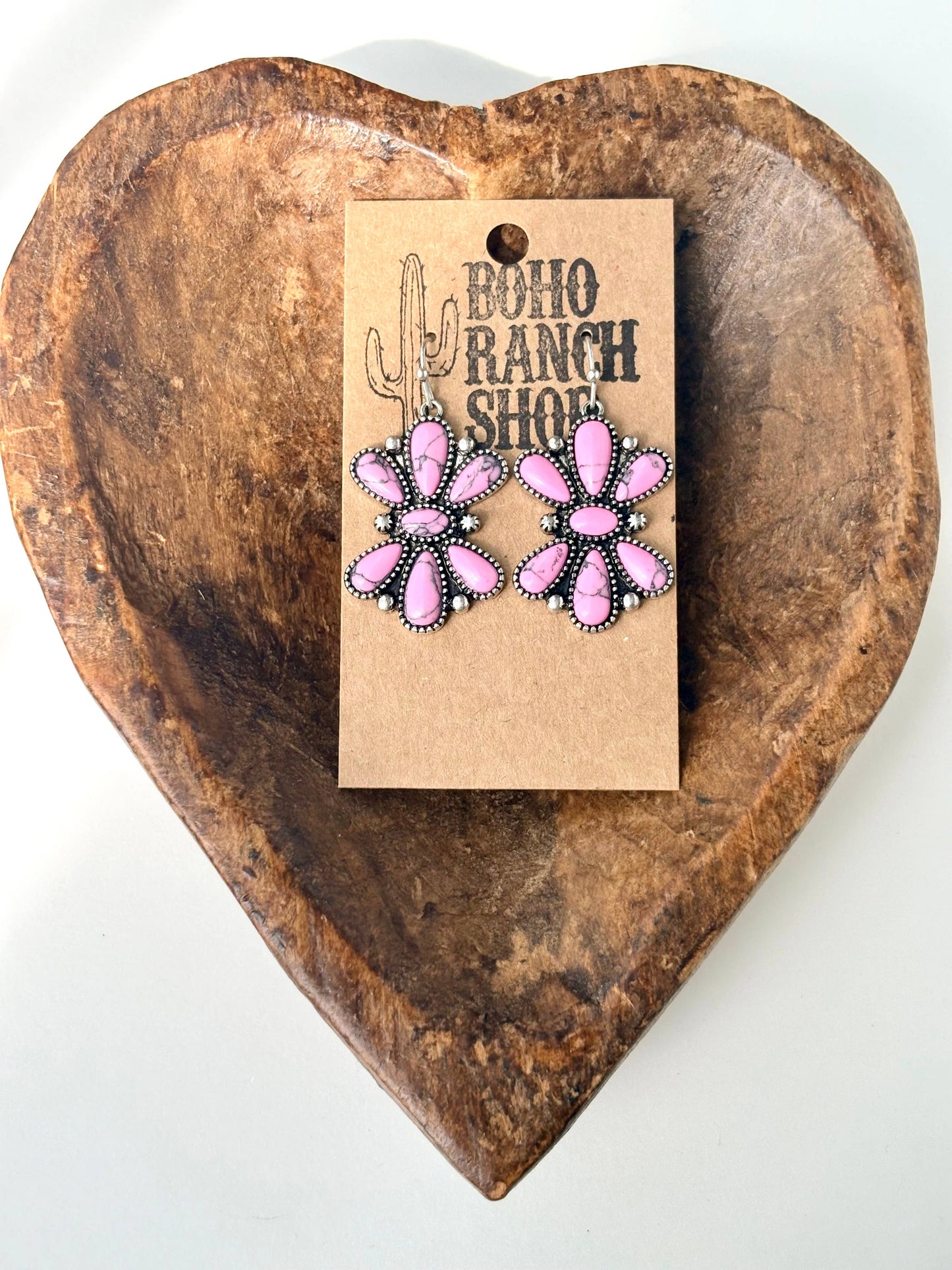 Stone Dangle Earrings: White