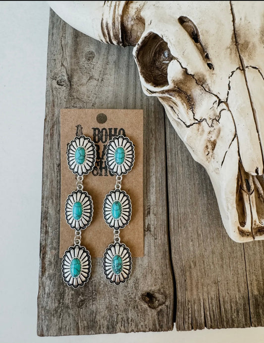 Concho Drop Turquoise Earrings