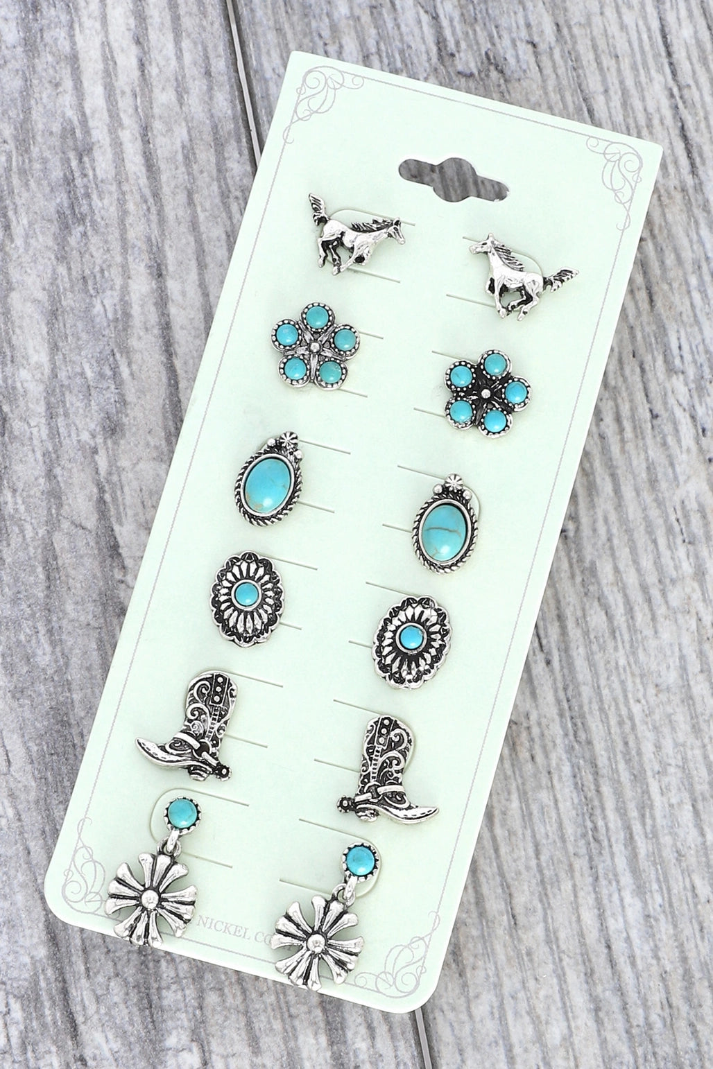 6-Pair Turquoise Stud Earrings Set