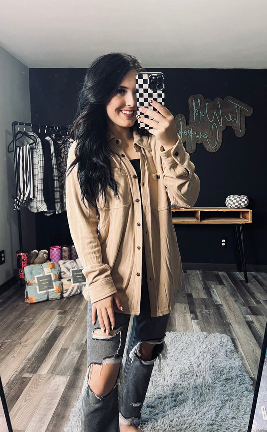 Tan Super Soft Button Up