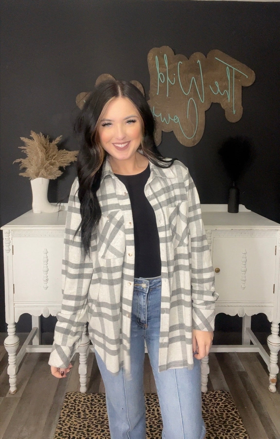 Light Gray Plaid Button Up