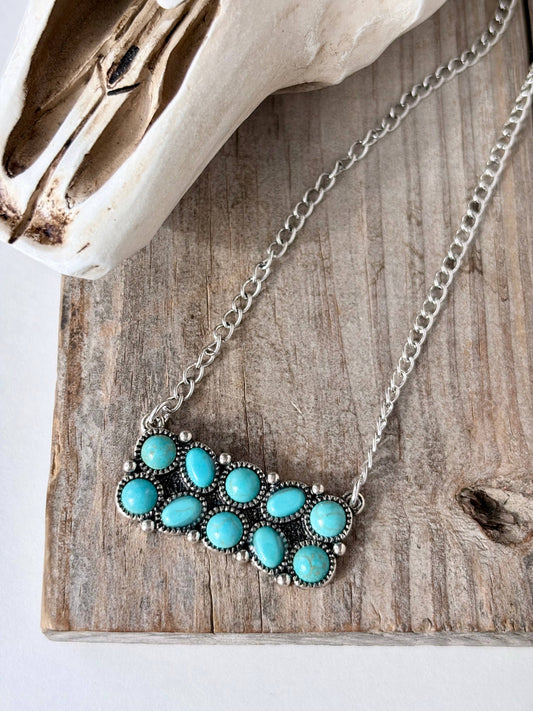Turquoise Stone Pendant Necklace Bar