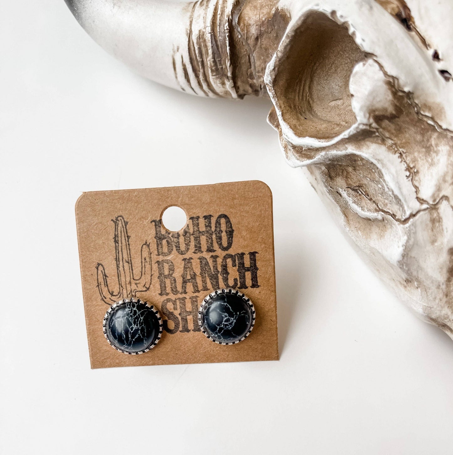 Round Stud Earrings: Turquoise