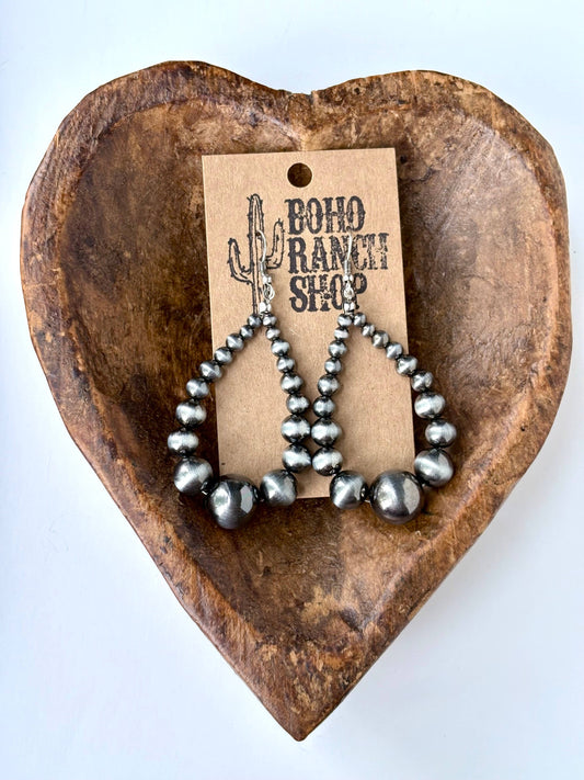 Navajo Pearl Teardrop Hoop Drop Earrings