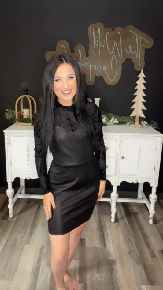 Buckaroo Mesh Faux Leather Dress