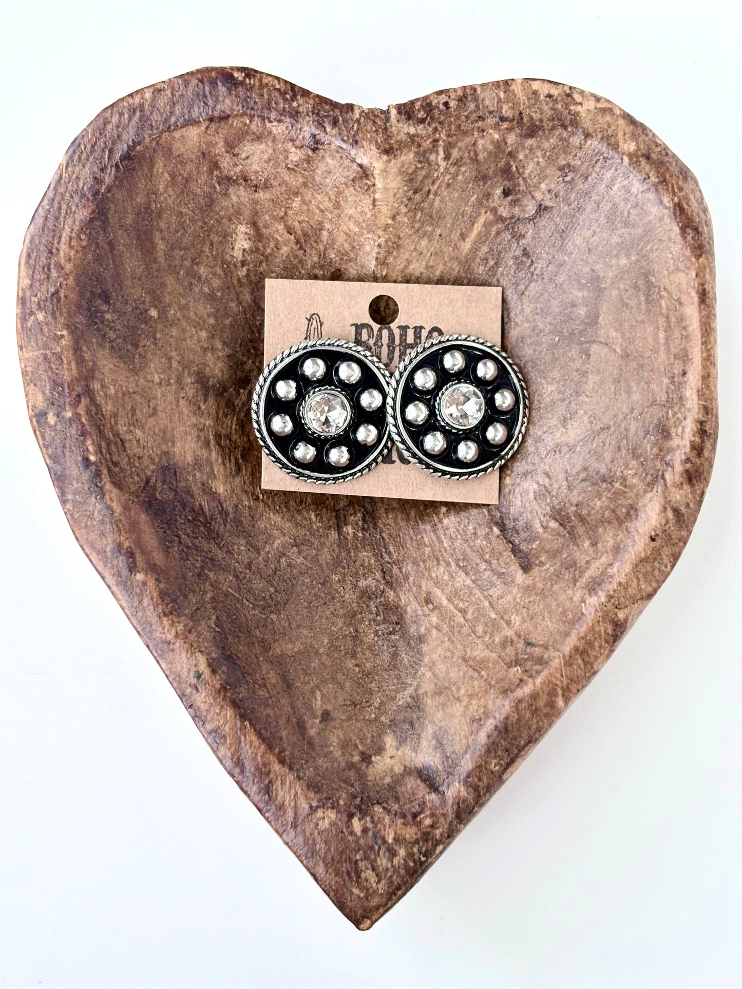 Round Rhinestone Studded Stud Earrings