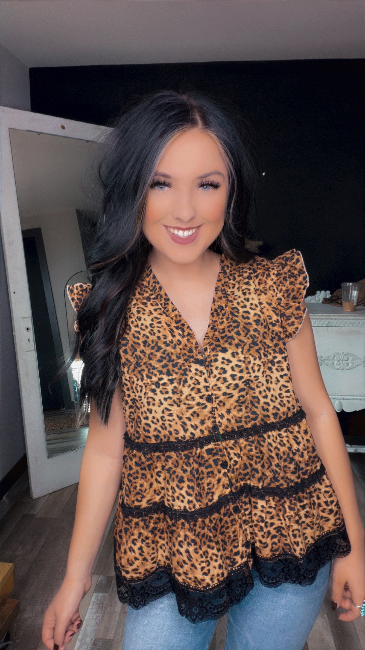 Leopard Lace Top