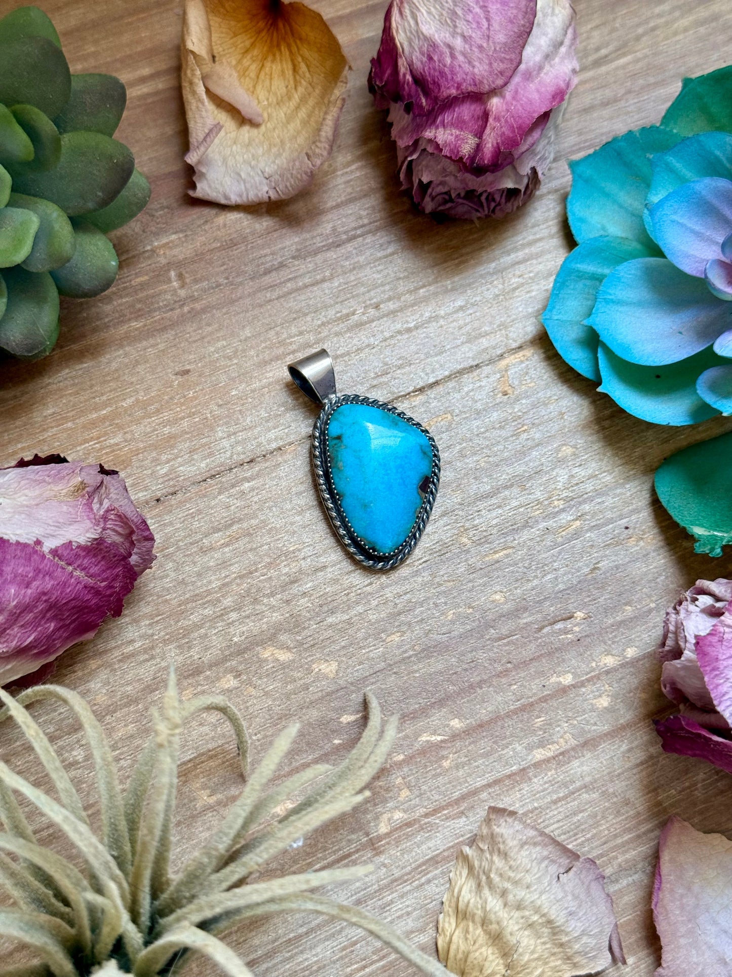 Turquoise Pendant – Sterling Silver (Fits 5mm Pearls)