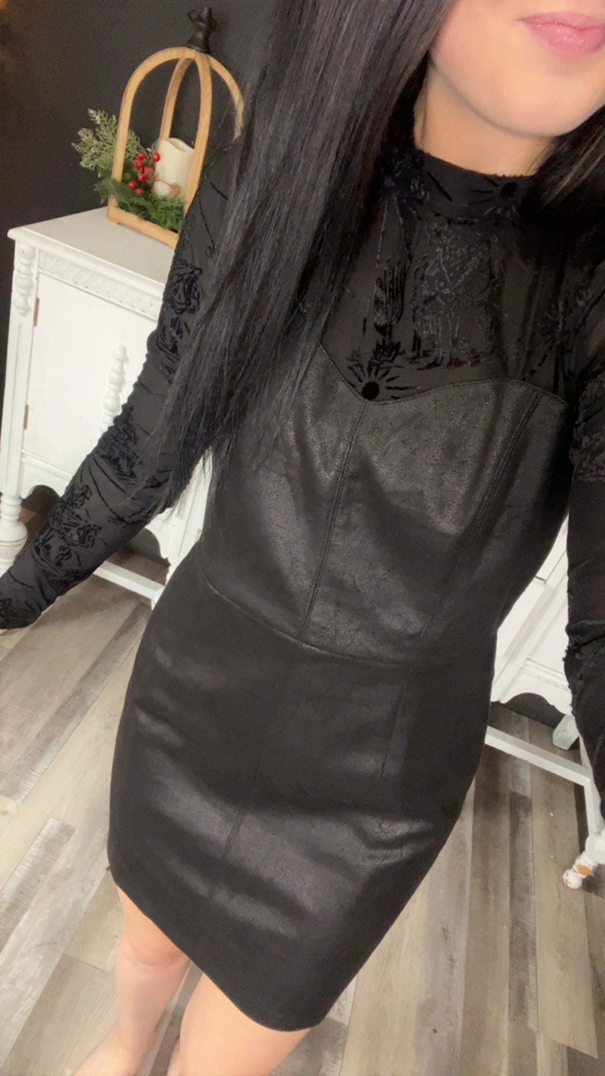 Buckaroo Mesh Faux Leather Dress