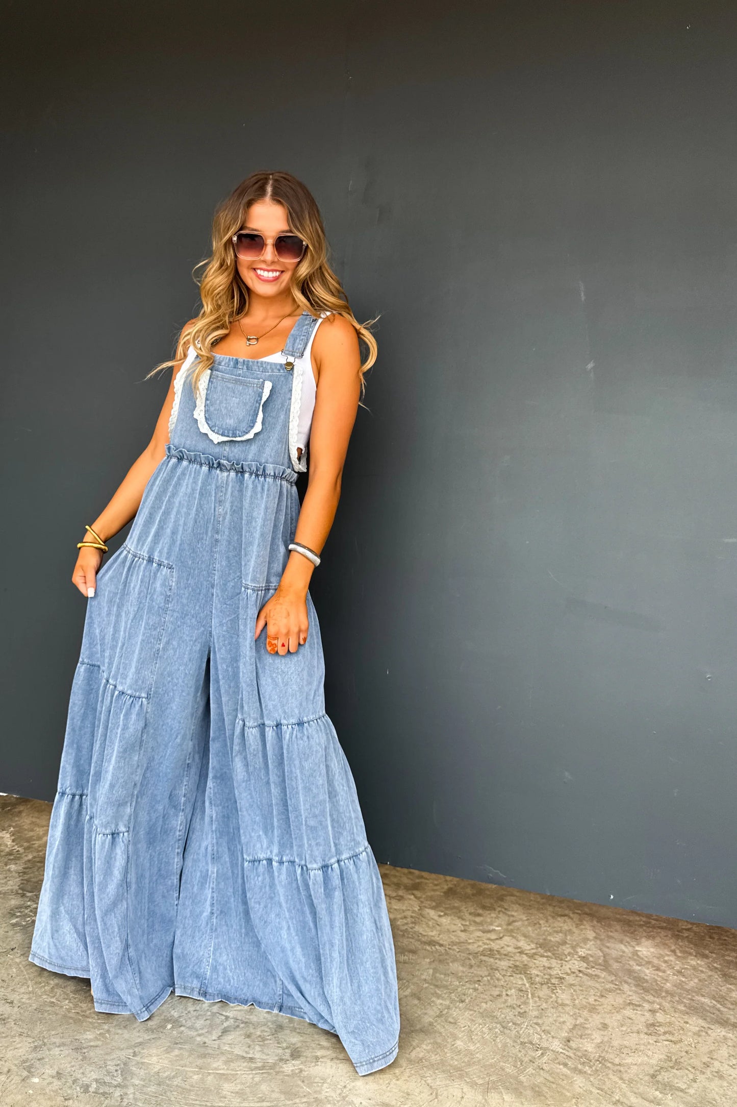 Boho Lace & Denim Overalls