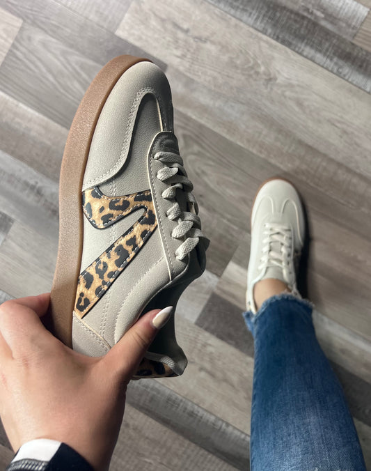 Retro Leopard Sneaker- Cream