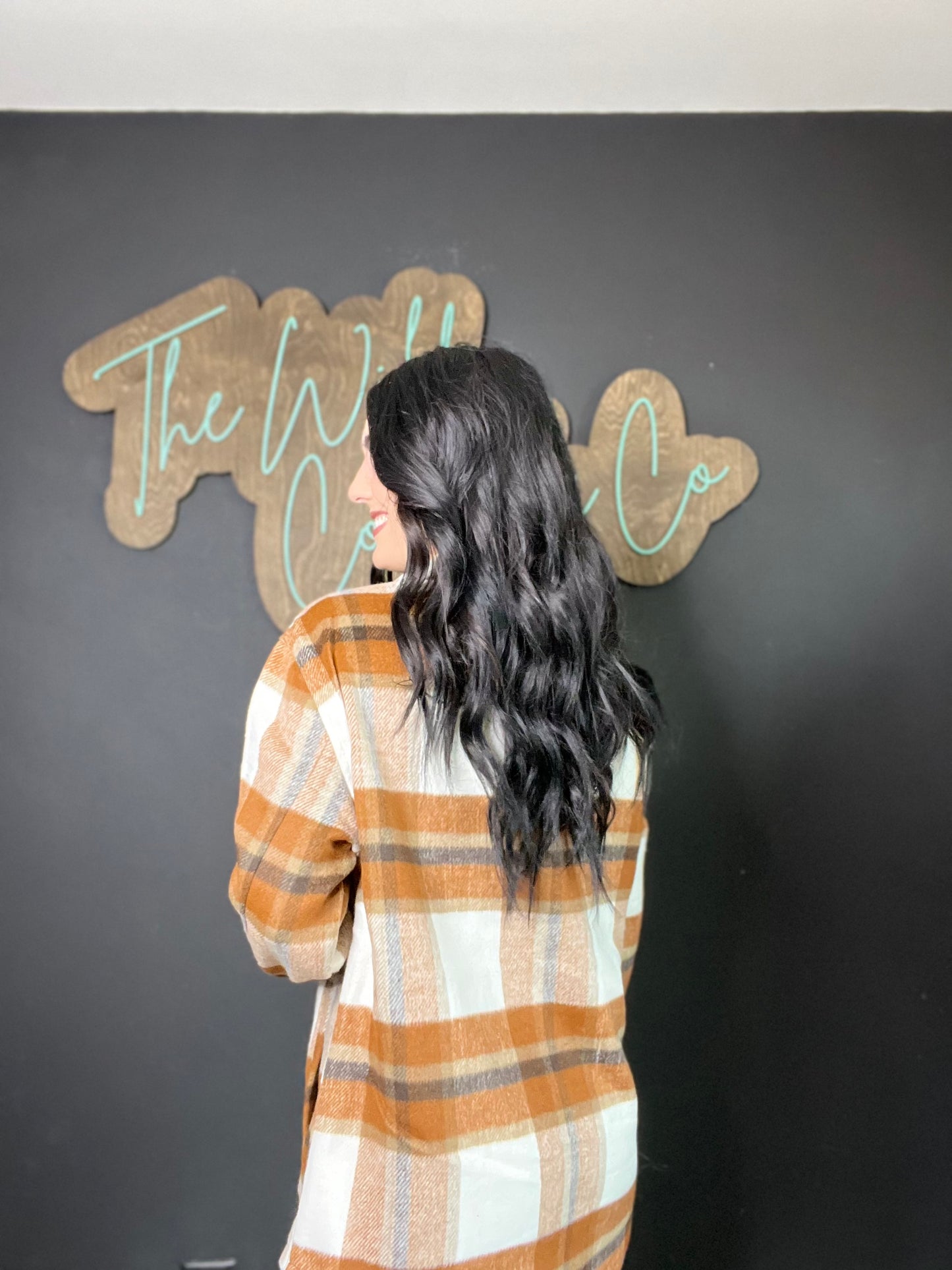 Plaid Button Down Jacket- Clay
