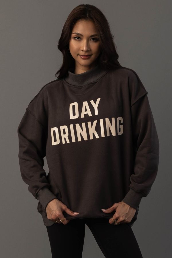 Day Drinking Reversible Mock Neck - Dark Grey
