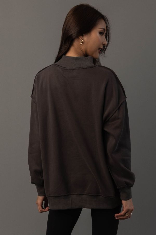 Day Drinking Reversible Mock Neck - Dark Grey