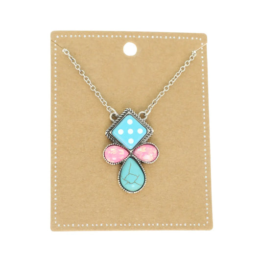 Turquoise Dice Chain Necklace