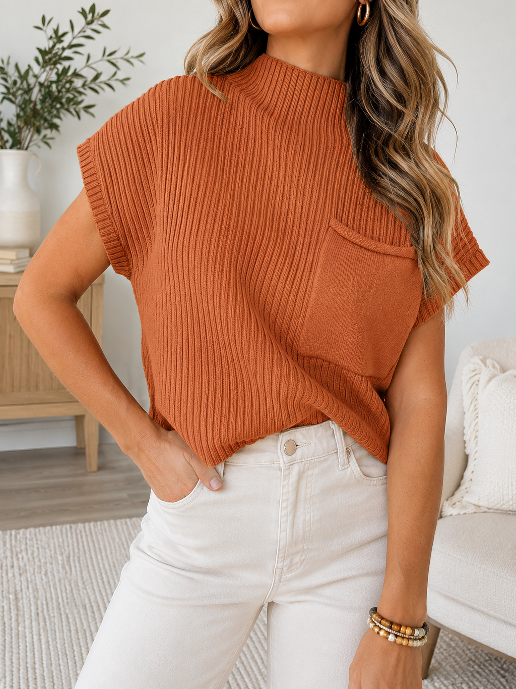 Burnt Orange Sweater Top