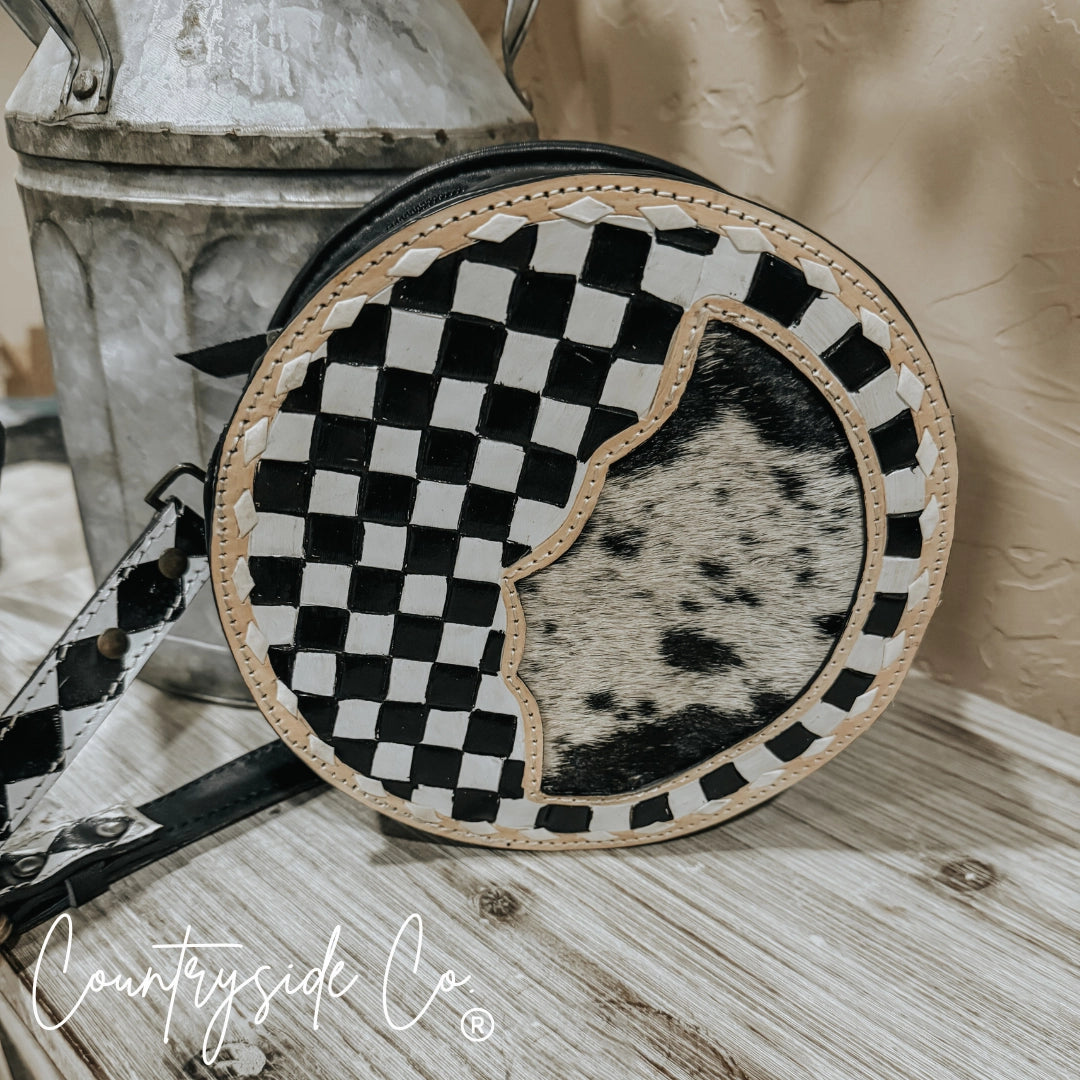 Emery Checkered Cowhide Purse