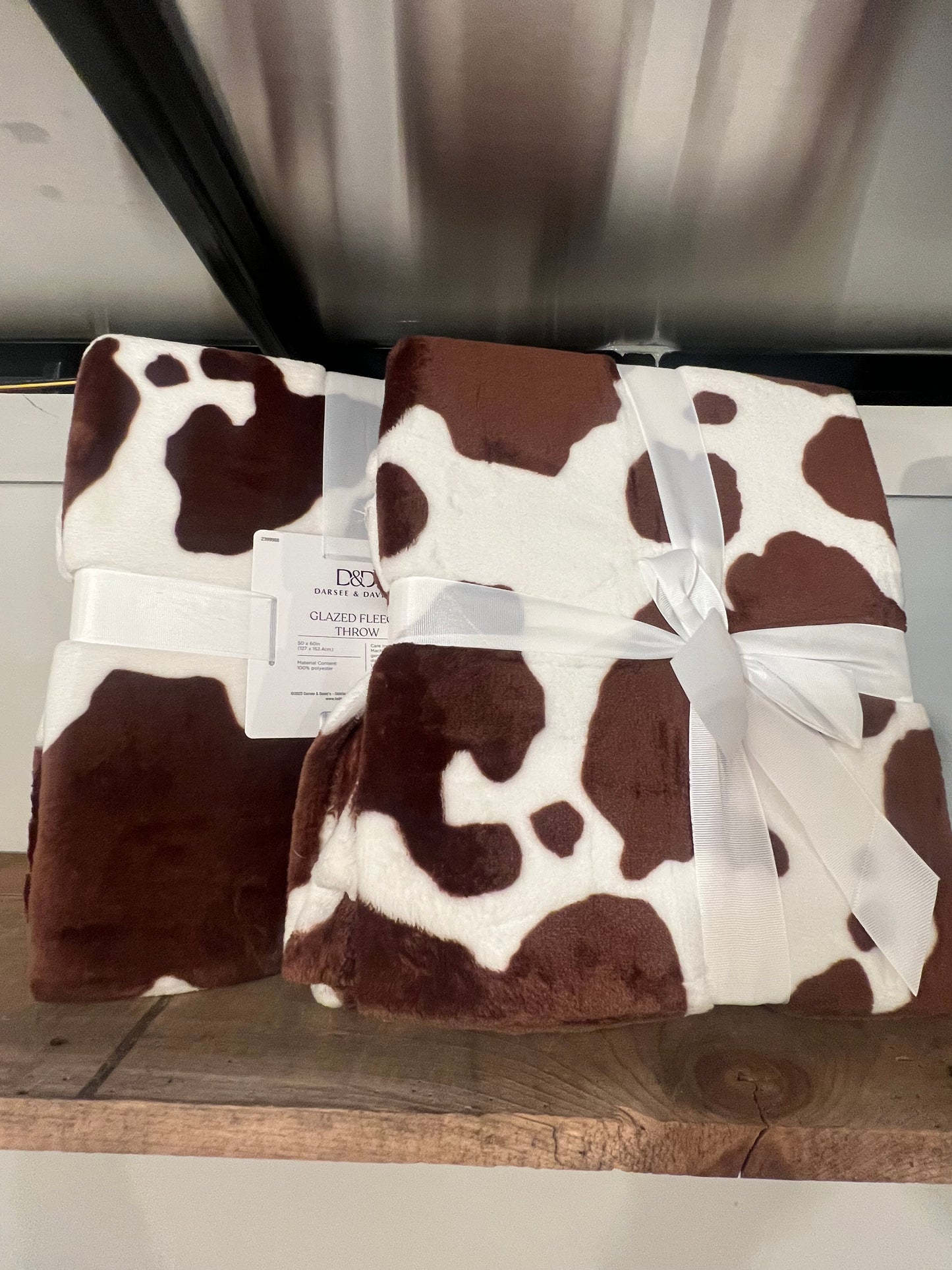 Cow Print Throw Blanket (Brown)