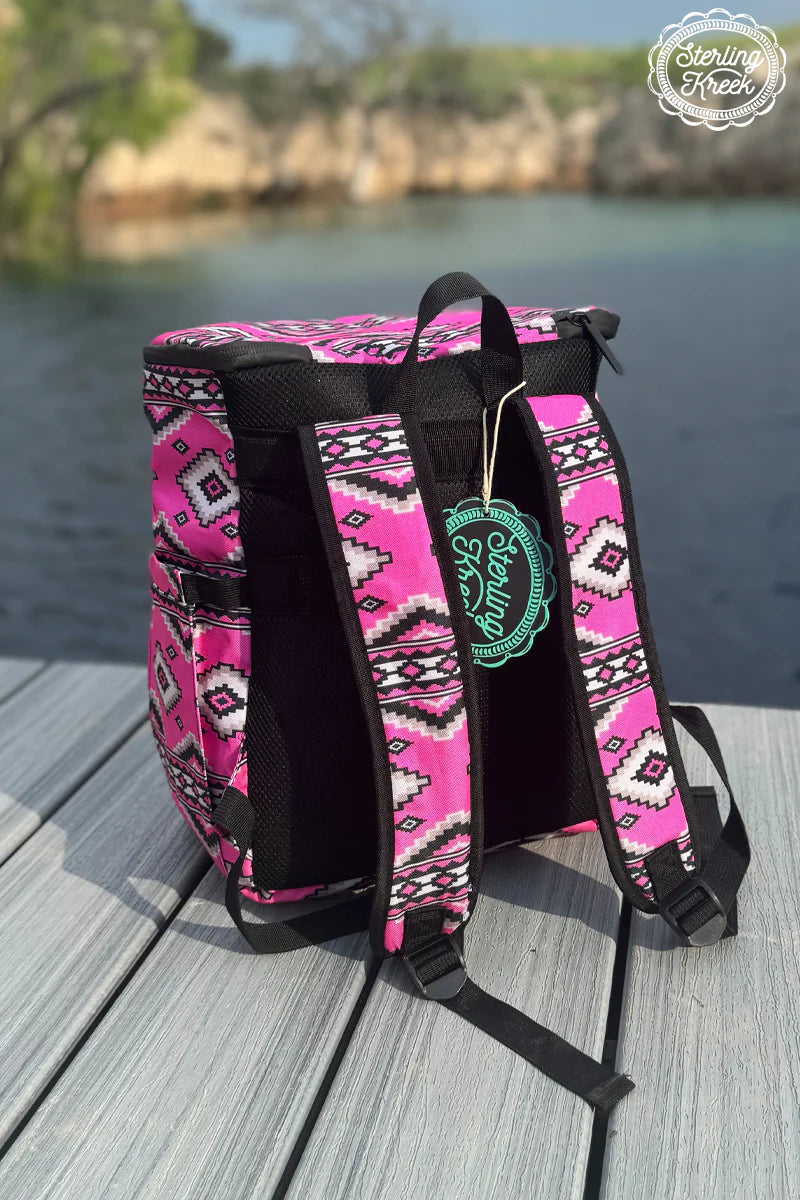 Pink Aztec Backpack Cooler