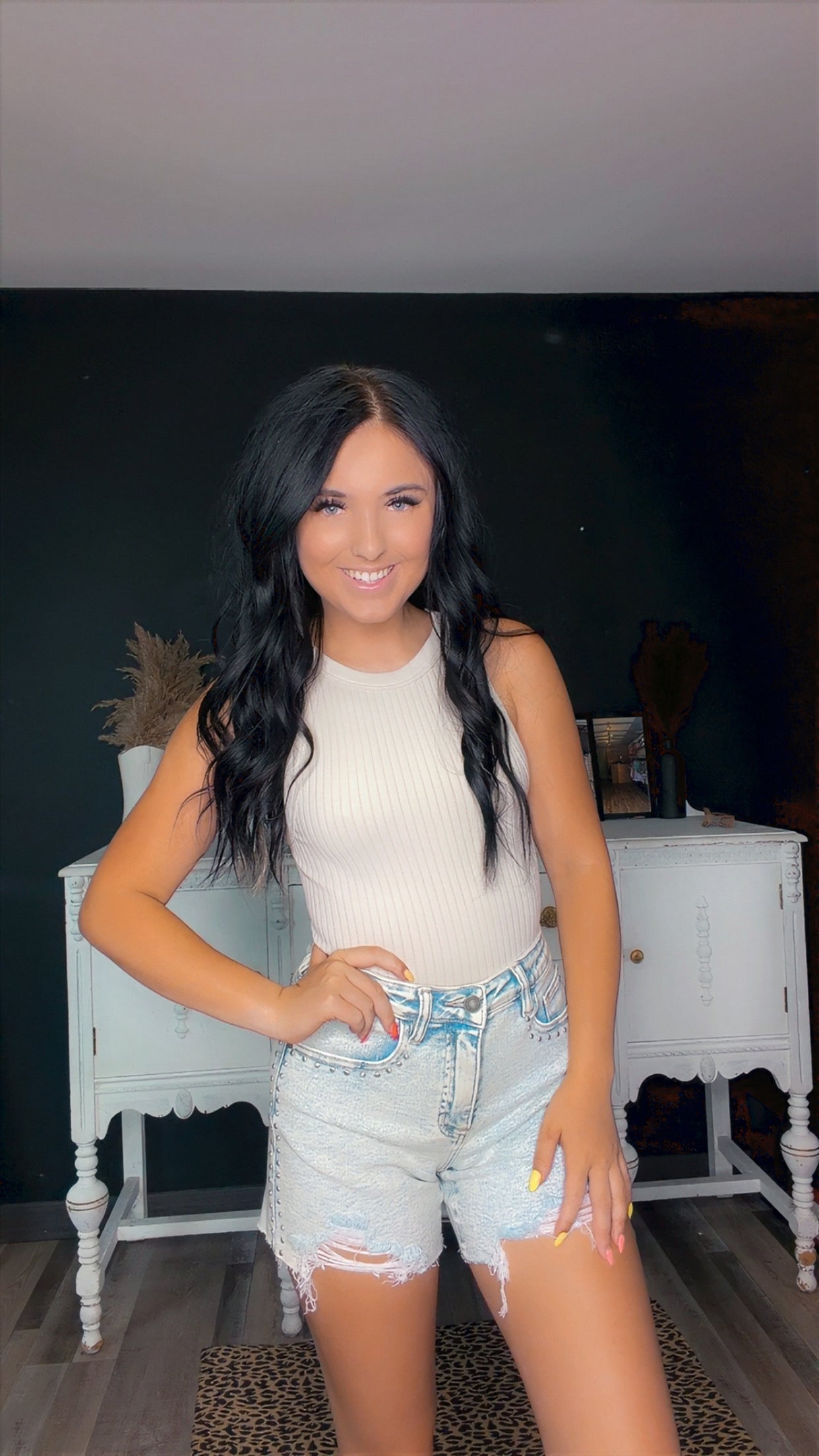 Studded Fray Hem Shorts